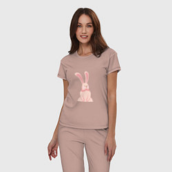 Пижама хлопковая женская Pink Bunny, цвет: пыльно-розовый — фото 2