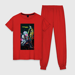 Пижама хлопковая женская Аниме Cyberpunk Edgerunners Дэвид и Люси, цвет: красный