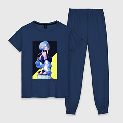 Пижама хлопковая женская Люси из аниме Cyberpunk Edgerunners, цвет: тёмно-синий