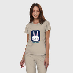 Пижама хлопковая женская Funny - Bunny, цвет: миндальный — фото 2