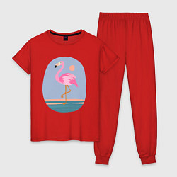 Пижама хлопковая женская Фламинго, цвет: красный
