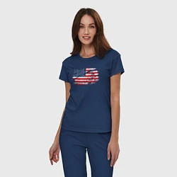Пижама хлопковая женская Флаг США с хоккеистом, цвет: тёмно-синий — фото 2