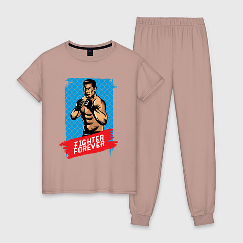 Женская пижама Спортсмен в боксёрских перчатках / Пыльно-розовый – фото 1