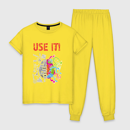 Женская пижама Используй мозг! Думай головой! / Желтый – фото 1
