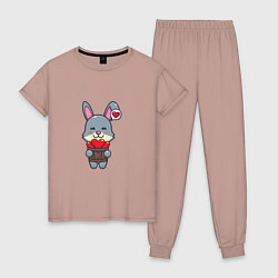 Женская пижама Кролик и сердечки