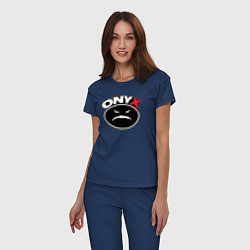 Пижама хлопковая женская Onyx - black logo, цвет: тёмно-синий — фото 2