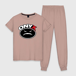 Пижама хлопковая женская Onyx - black logo, цвет: пыльно-розовый
