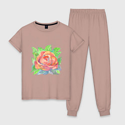 Пижама хлопковая женская Алая роза, цвет: пыльно-розовый
