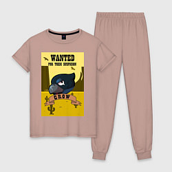 Пижама хлопковая женская Wanted Crow, цвет: пыльно-розовый
