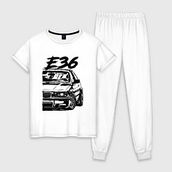 Пижама хлопковая женская BMW E36, цвет: белый