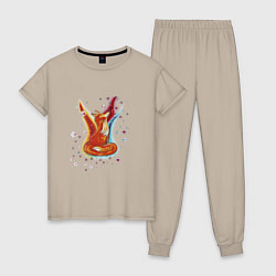 Пижама хлопковая женская Лиса в огне, цвет: миндальный