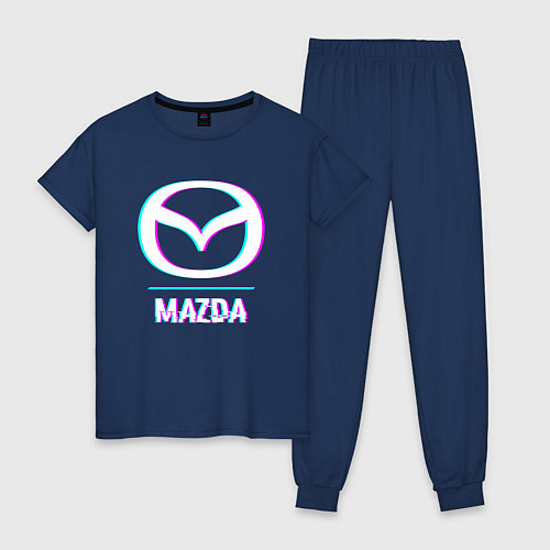 Женская пижама Значок Mazda в стиле glitch / Тёмно-синий – фото 1