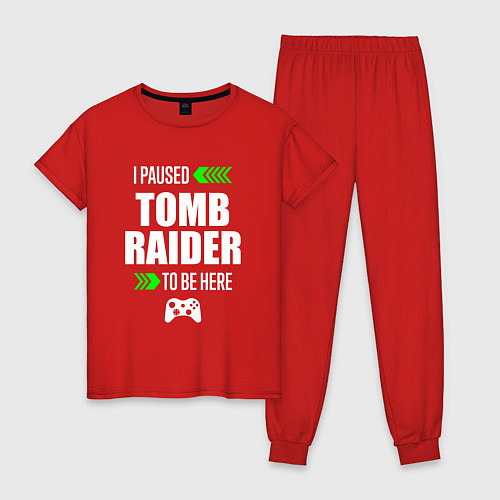 Женская пижама I paused Tomb Raider to be here с зелеными стрелка / Красный – фото 1