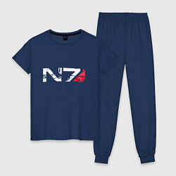 Пижама хлопковая женская Mass Effect N7 - Logotype, цвет: тёмно-синий