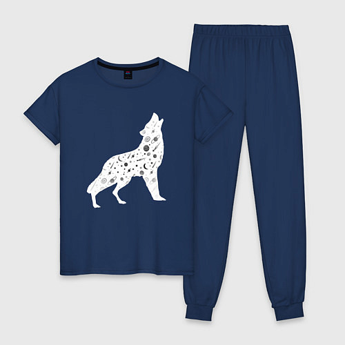 Женская пижама Созвездие волка - волк из звезд / Тёмно-синий – фото 1