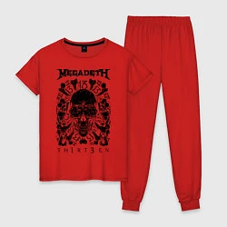 Пижама хлопковая женская Megadeth Thirteen, цвет: красный