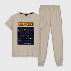 Пижама хлопковая женская Pac-Man на ZX-Spectrum, цвет: миндальный