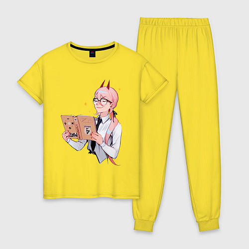 Женская пижама Пауэр читает книгу / Желтый – фото 1