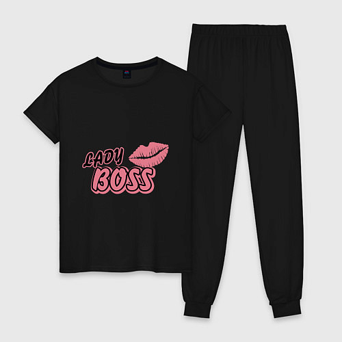 Женская пижама Lady boss lips / Черный – фото 1