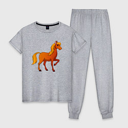 Пижама хлопковая женская Добрый конь, цвет: меланж