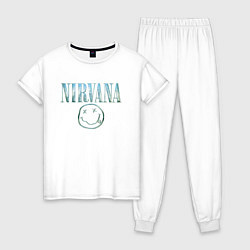 Пижама хлопковая женская Nirvana - смайлик, цвет: белый