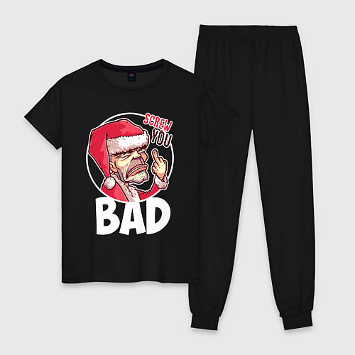 Женская пижама Bad Santa - Screw you / Черный – фото 1