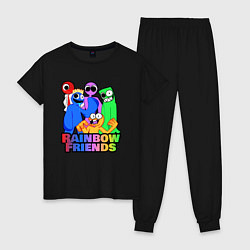 Пижама хлопковая женская Радужные друзья персонажи игры, цвет: черный
