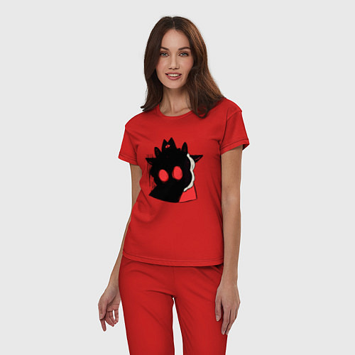 Женская пижама Cult of the Lamb - Овечка в испуге / Красный – фото 3