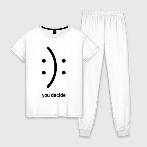 Женская пижама Уou decide, sad or cheerful / Белый – фото 1
