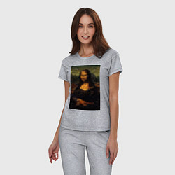 Пижама хлопковая женская Мона Лиза абстракция, цвет: меланж — фото 2