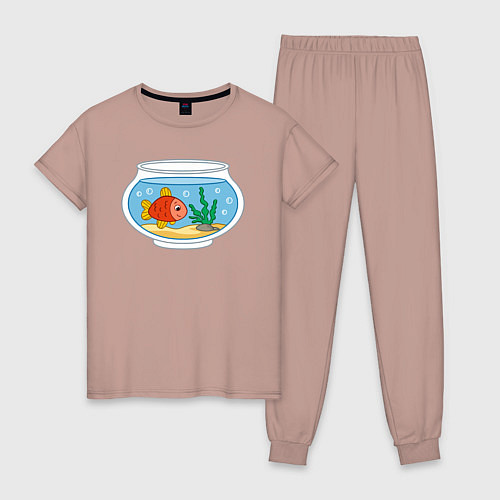 Женская пижама Аквариум и рыбка / Пыльно-розовый – фото 1