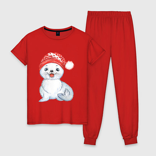 Женская пижама Новогодний тюлень / Красный – фото 1