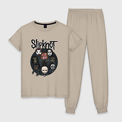 Пижама хлопковая женская Slipknot art fan, цвет: миндальный