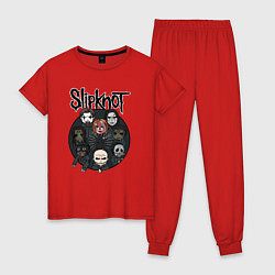 Пижама хлопковая женская Slipknot art fan, цвет: красный