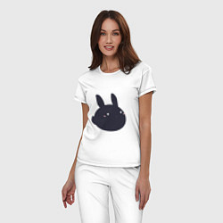 Пижама хлопковая женская Черный кролик - минимализм, цвет: белый — фото 2