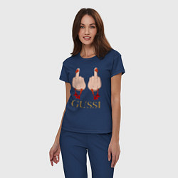 Пижама хлопковая женская Два весёлых гуся - GUSSI - Fashion 2055, цвет: тёмно-синий — фото 2