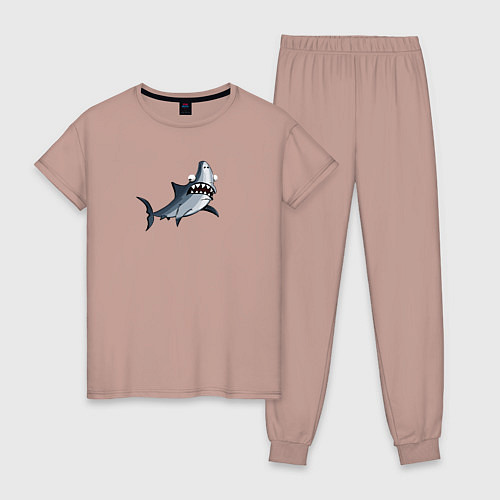 Женская пижама Удивлённая акула / Пыльно-розовый – фото 1