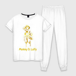 Пижама хлопковая женская Monkey D Luffy Gold, цвет: белый
