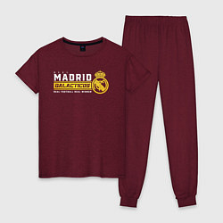 Пижама хлопковая женская Real Madrid galacticos, цвет: меланж-бордовый