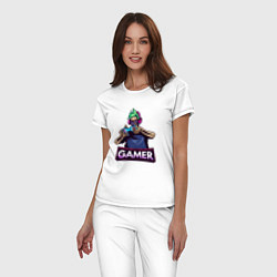 Пижама хлопковая женская Skull gamer, цвет: белый — фото 2