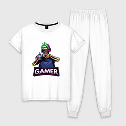Пижама хлопковая женская Skull gamer, цвет: белый