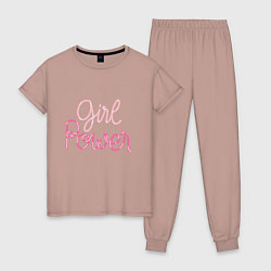Пижама хлопковая женская Pink - girl Power, цвет: пыльно-розовый