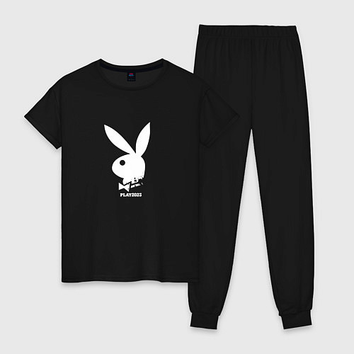 Женская пижама Черный кролик с надписью play2023 / Черный – фото 1