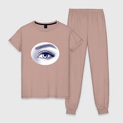 Пижама хлопковая женская Женский глаз - монохром, цвет: пыльно-розовый