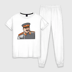 Пижама хлопковая женская Товарищ Сталин смеётся, цвет: белый