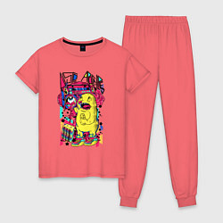 Пижама хлопковая женская Ретро диско апокалипсис, цвет: коралловый