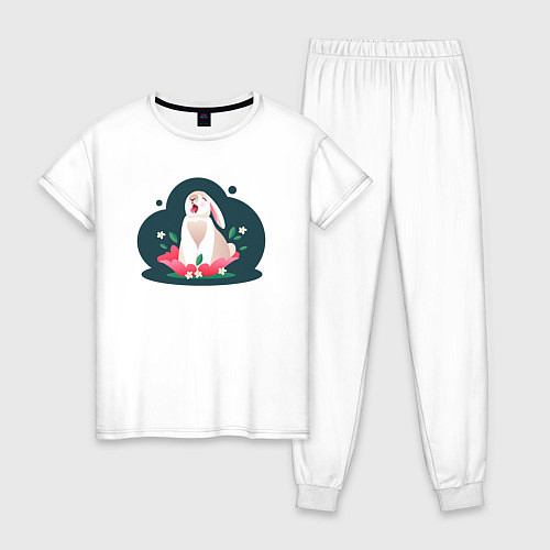 Женская пижама Кролик в цветах / Белый – фото 1