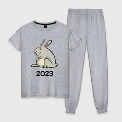 Пижама хлопковая женская Большой кролик 2023, цвет: меланж