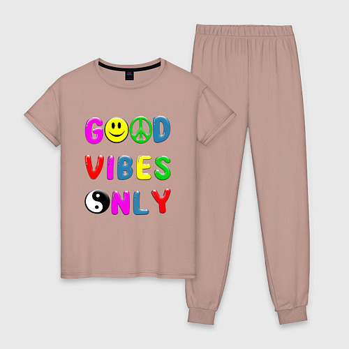 Женская пижама Good vibes only / Пыльно-розовый – фото 1