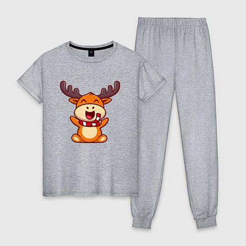 Женская пижама Рождественский олень чибик / Меланж – фото 1